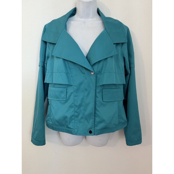 Carlisle Womens Turquoise Blue Moto Jacket Size 10 Full Zip Windbreaker EUC - Picture 1 of 10